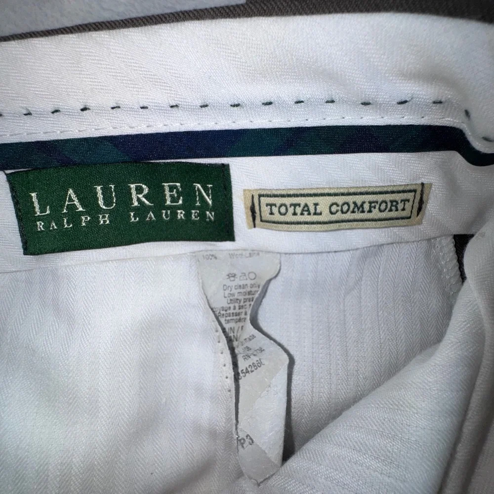 Lauren Ralph Lauren Dress Pants Mens 36x32 Olive Taupe Wool Pleated Cuffed